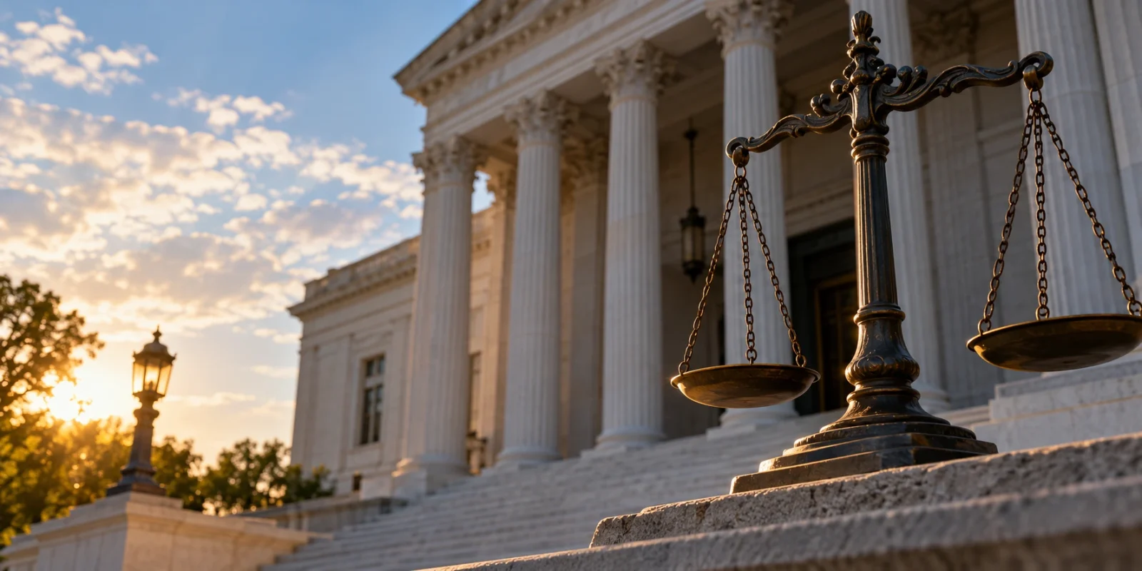 Federal courthouse and scales of justice representing an I-730 delay lawsuit and mandamus action against USCIS.